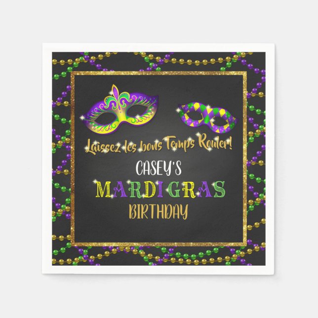Mardi Gras Birthday Serviette (Vorderseite)