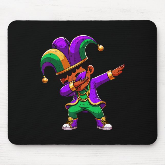 Mardi Gras Black Boys Dabbing Funny Outfit Jester Mousepad (Vorne)