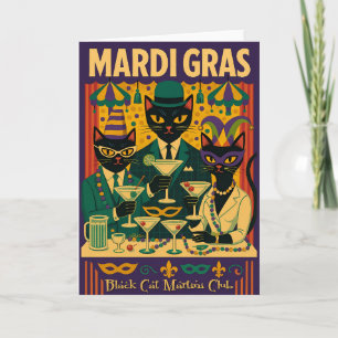 Mardi Gras Black Cat Martini Club Trio Karte