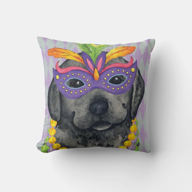 Mardi Gras Black Lab Kissen (Vorderseite)
