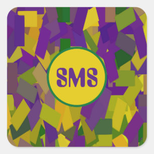 Mardi Gras Blocks Quadratischer Aufkleber