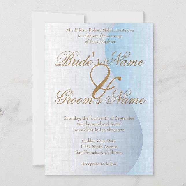 Mardi Gras Blue Wedding Einladung (Vorderseite)