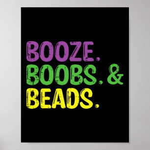 Mardi Gras Booze Beads Funny Fat Dienstag Karneval Poster