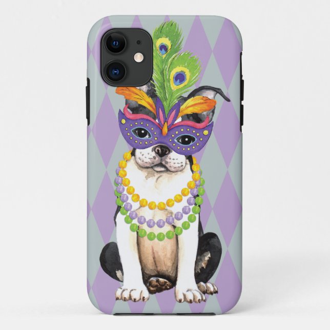 Mardi Gras Boston Terrier Case-Mate iPhone Hülle (Rückseite)