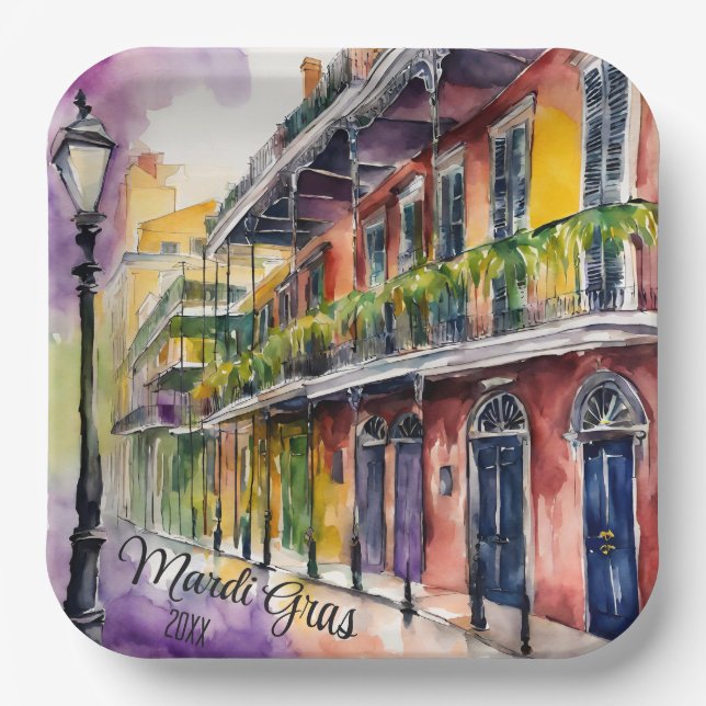 Mardi Gras Bourbon Street Pappteller (Vorderseite)