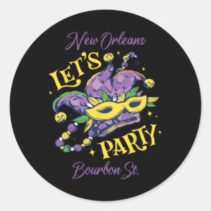 Mardi Gras Bourbon Street Runder Aufkleber