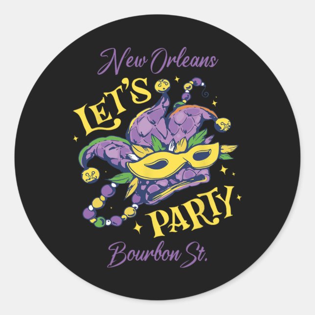 Mardi Gras Bourbon Street Runder Aufkleber (Vorderseite)