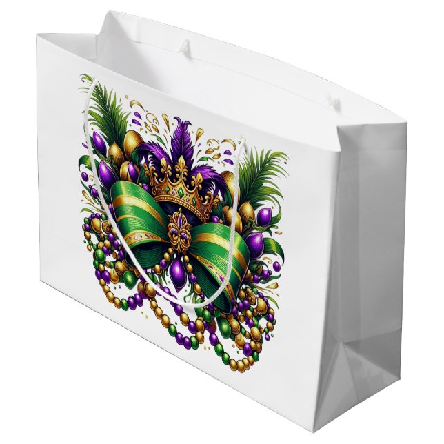 Mardi Gras Bow Große Geschenktüte (Rückseite Schrägansicht)