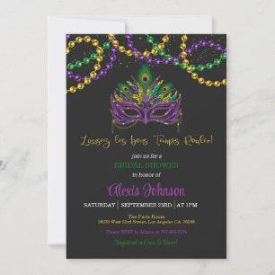 Mardi Gras Bridal Dusche Einladung - Perlen