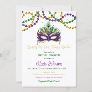 Mardi Gras Bridal Dusche Einladungspads - Weiß Einladung