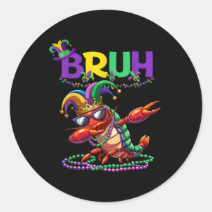 Mardi Gras Bruh Dabbing Crawfish Karneval Teens Bo Runder Aufkleber