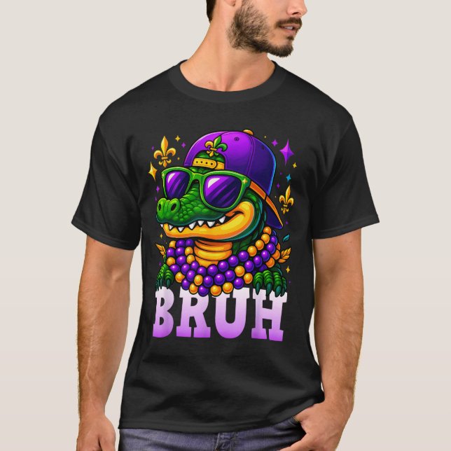 Mardi Gras Bruh Mardigator Alligator Costume Teens T-Shirt (Vorderseite)