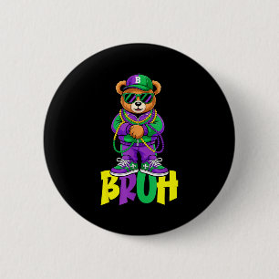 Mardi Gras Bruh Teddy Bär Hip Hop Jungen Männer Ne Button