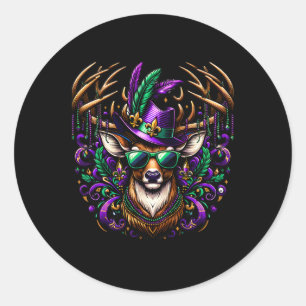 Mardi Gras Buck Funny Mardi Gras Hirnjagd für Runder Aufkleber