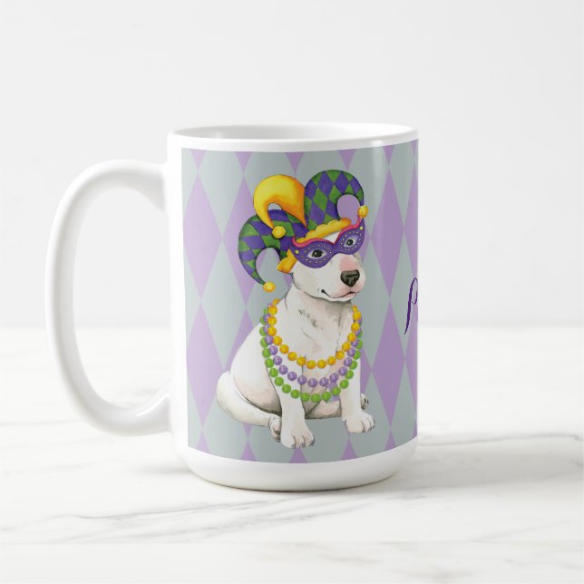 Mardi Gras Bull Terrier Kaffeetasse (Links)