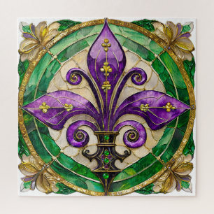 Mardi Gras Buntglas Fleur de lis
