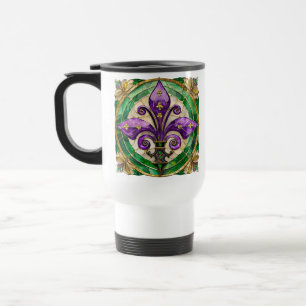 Mardi Gras Buntglas Fleur de lis Reisebecher