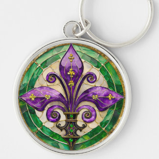 Mardi Gras Buntglas Fleur de lis Schlüsselanhänger