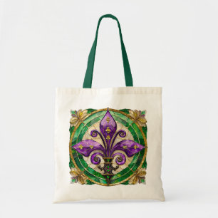Mardi Gras Buntglas Fleur de lis Tragetasche