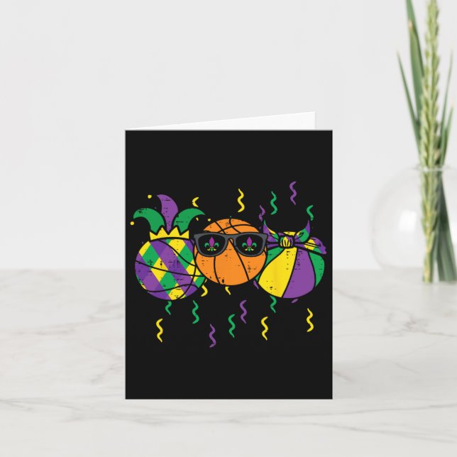 Mardi Gras Bysketbyll Fun Sports Boys Kinder Klein Karte (Vorderseite)