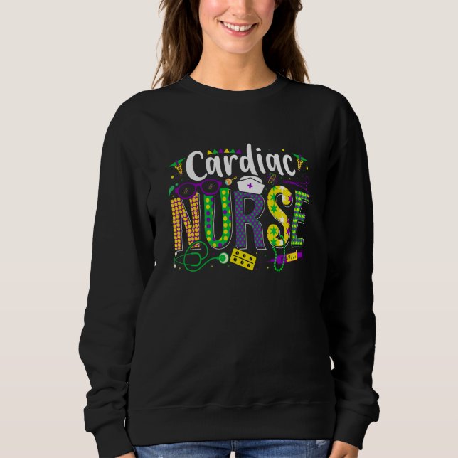 Mardi Gras Cardiac Nurse celebrations parade party Sweatshirt (Vorderseite)