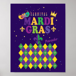 Mardi Gras Carnival Lilie Diamond Harlequin Poster