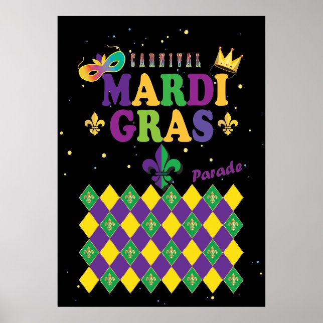 Mardi Gras Carnival Lilie Diamond Harlequin Poster (Vorne)