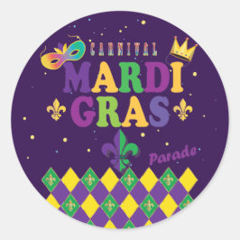 Mardi Gras Carnival Lilie Diamond Runder Aufkleber