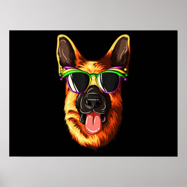 Mardi Gras Carnival Mask German Shepherd Poster (Vorne)