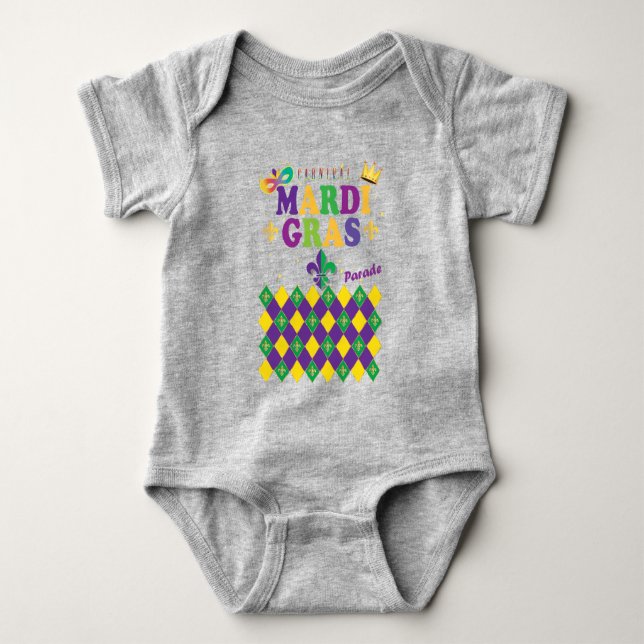 Mardi Gras Carnival Party Lilie Dekoration Baby Strampler (Vorderseite)