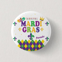 Mardi Gras Carnival Party Lilie Muster Button