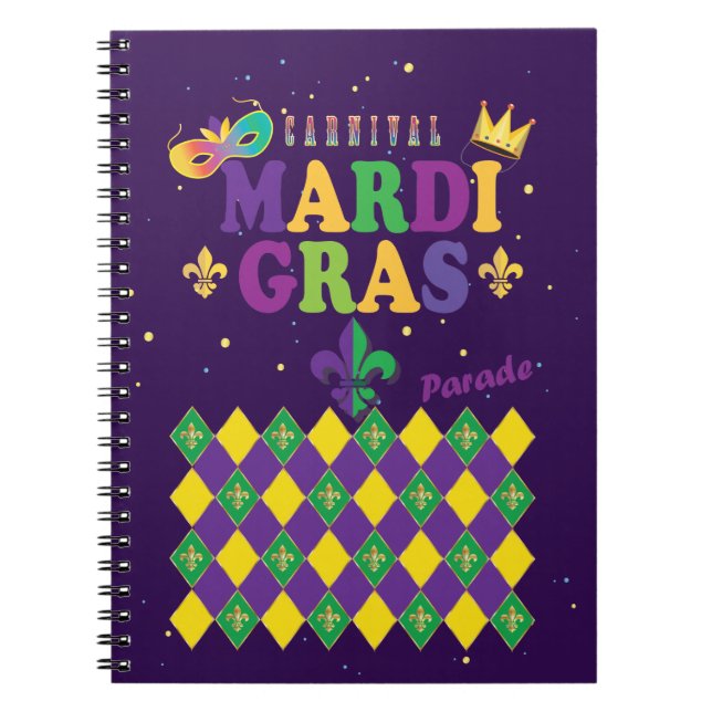 Mardi Gras Carnival Party Lilie Rhombus Notizblock (Vorderseite)