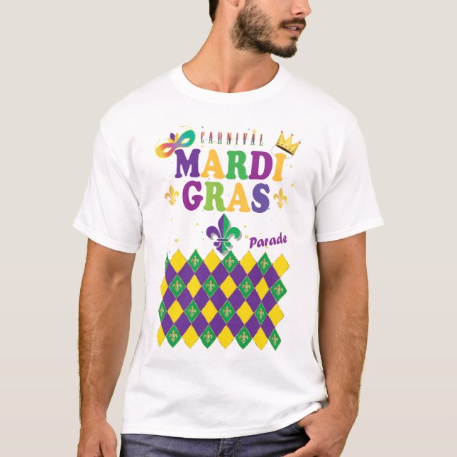Mardi Gras Carnival Party Lilie Rhombus T-Shirt (Vorderseite)