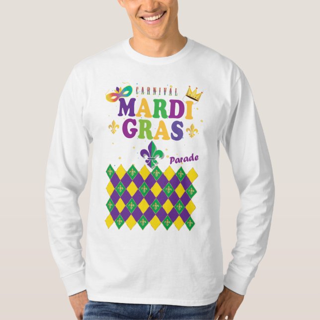 Mardi Gras Carnival Party Lilie Rhombus T-Shirt (Vorderseite)