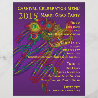 Mardi Gras Carnival Party Menu Papeterie