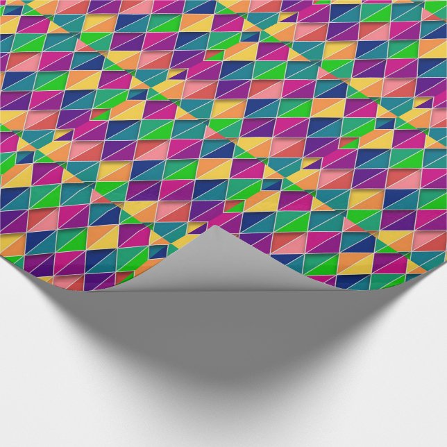 Mardi Gras Carnival Yellow Purple Green Diamonds Geschenkpapier (Ecke)