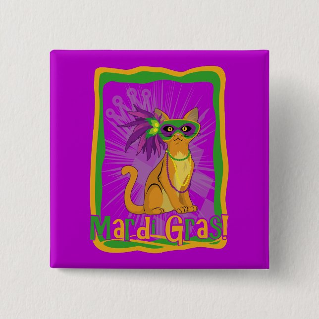 Mardi Gras Cat Button (Vorderseite)
