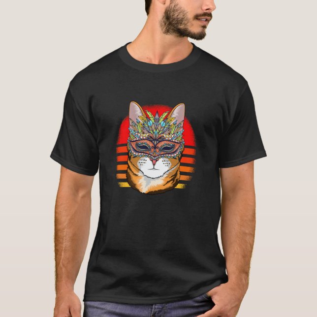 Mardi Gras cat Carnival Mask Cat T-Shirt (Vorderseite)