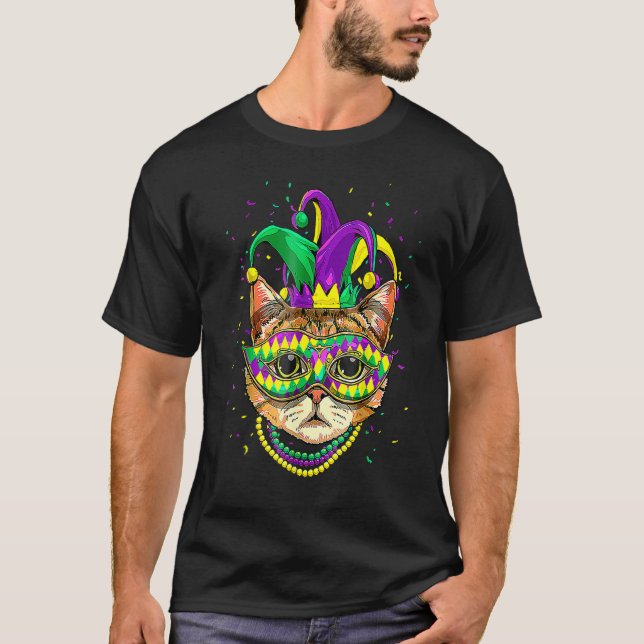 Mardi Gras Cat Mask Funny Carnival Parade Party Ca T-Shirt (Vorderseite)