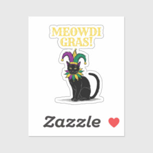 Mardi Gras Cat Sticker, Funny Meowdi Gras Pint Aufkleber