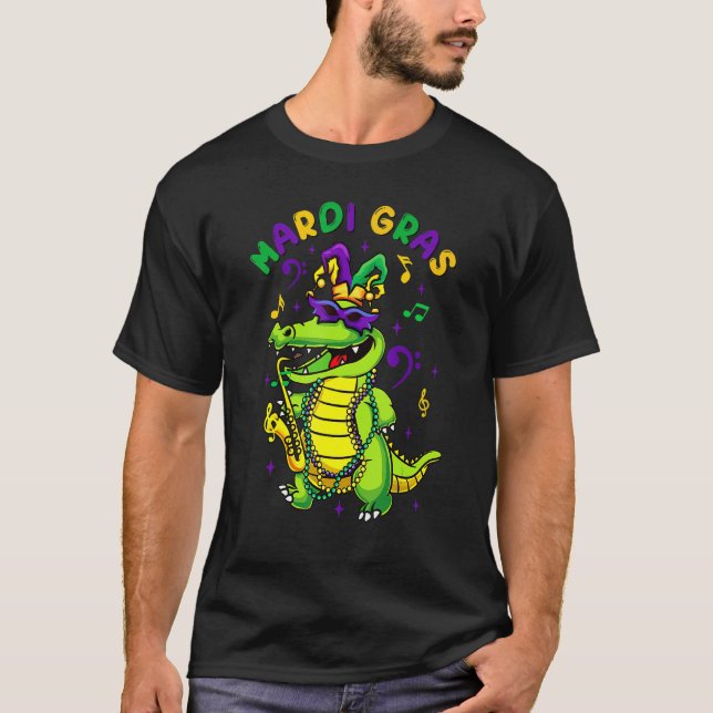 Mardi Gras Celebration Alligator Crocodile Holiday T-Shirt (Vorderseite)