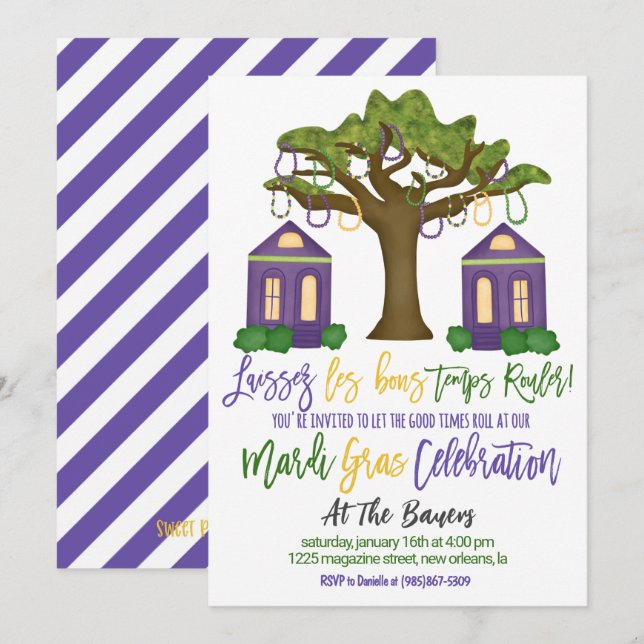 Mardi Gras Celebration Einladung (Vorne/Hinten)