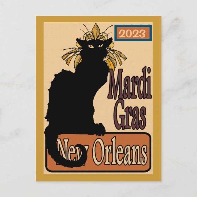 Mardi Gras Chat Noir Postcard Postkarte (Vorderseite)