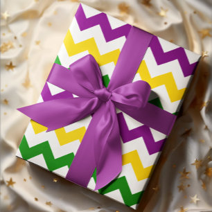 Mardi Gras Chevron-Muster Geschenkpapier