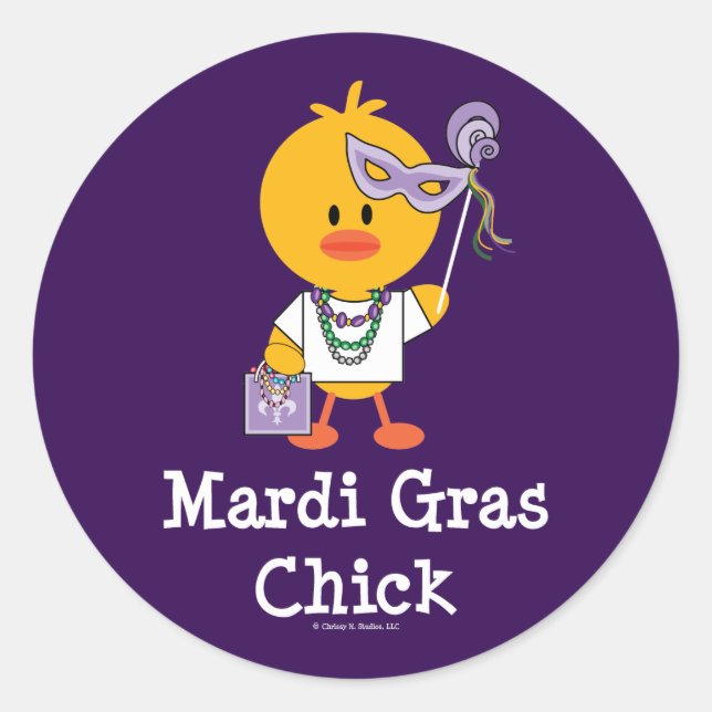 Mardi Gras Chick Stickers (Vorderseite)