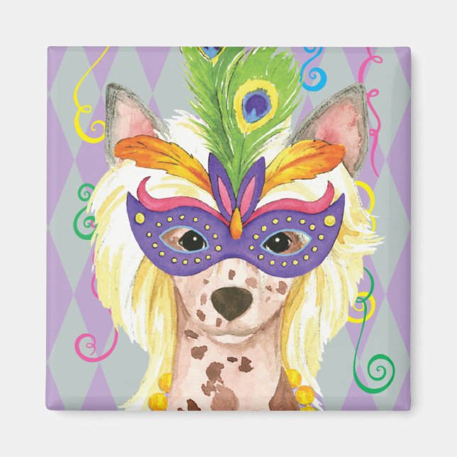 Mardi Gras Chinese Crested Magnet (Vorne)