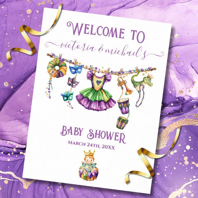 Mardi Gras Clothesline Baby Dusche Begrüßungszeich Poster (Von Creator hochgeladen)
