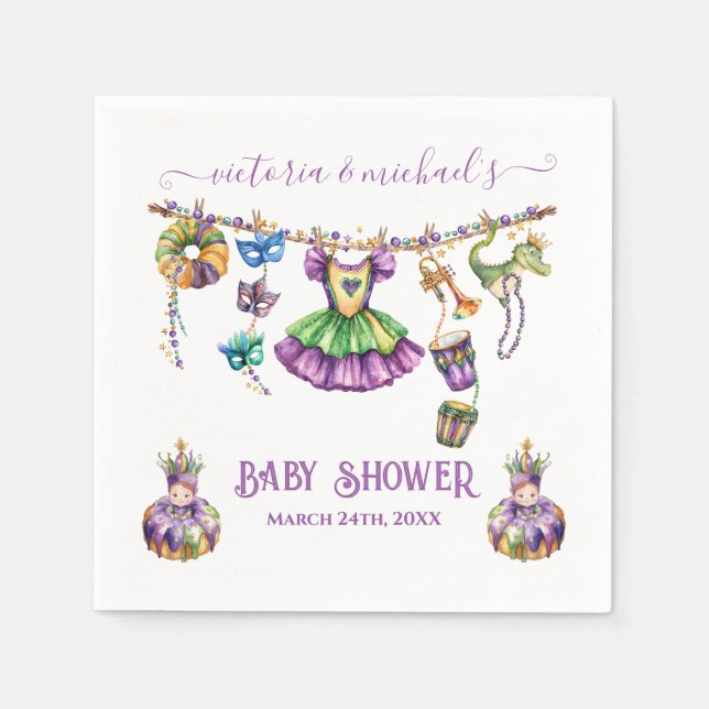 Mardi Gras Clothesline Girl Dusche Serviette (Vorderseite)