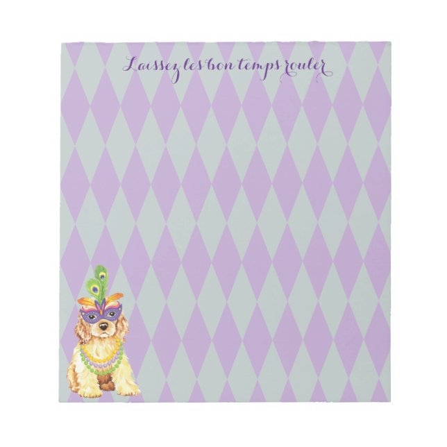 Mardi Gras Cocker Spaniel Notizblock (Vorderseite)