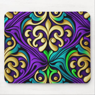 MARDI GRAS COLORED FLEUR DI LIS PATTERNS MOUSEPAD